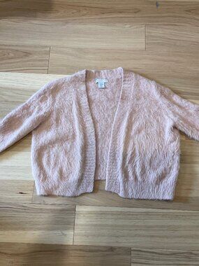 Fuzzy dusty rose coloured cardigan
